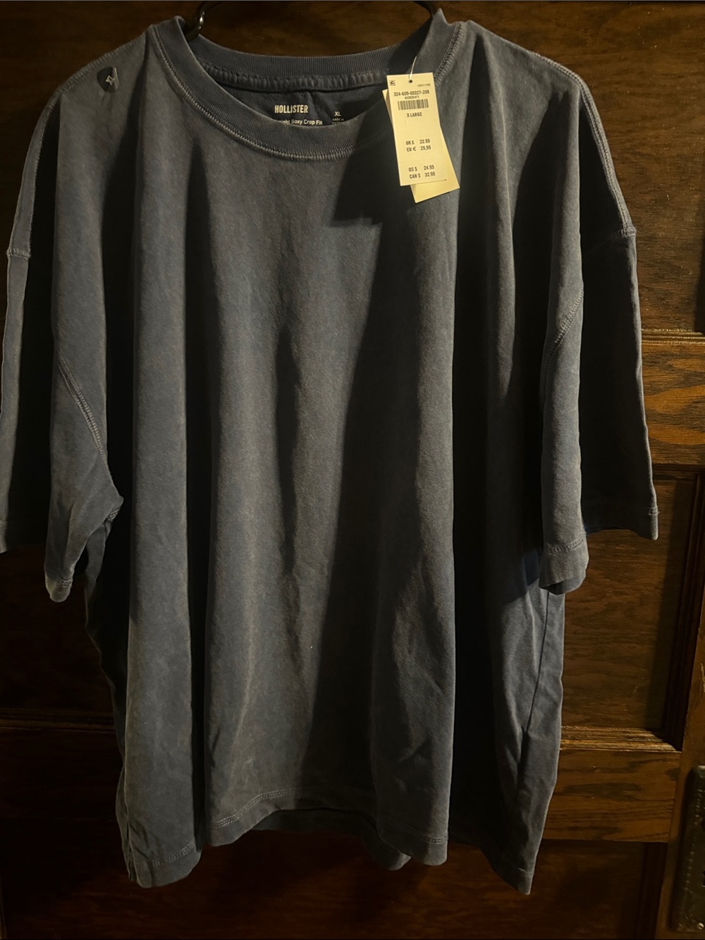Hollister Men's Vintage Washed Gray Short Sleeve Boxy Crop Fit, NWT